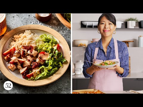Colorful stir fry with vegetables and rice
